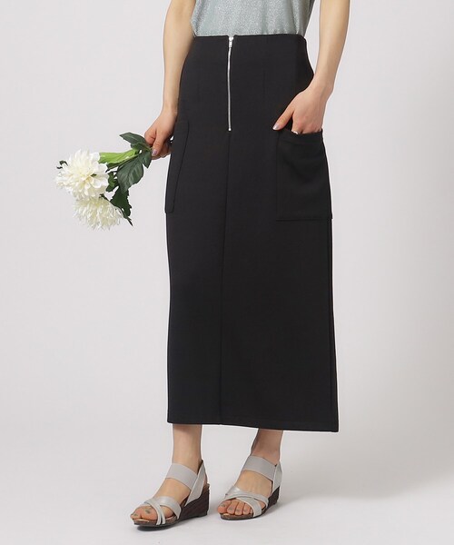 DRESKIP(ドレスキップ)の「◆【M-LL/ストレッチ】腰回りすっきり見えのこだわりシルエット フロントZIP ナロースカート(スカート・レディース・ブラック/カーキ/チャコールグレー・02/03/04)」の2枚目の写真