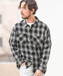 ms5649- 製品染めグラインダー加工チェックシャツ