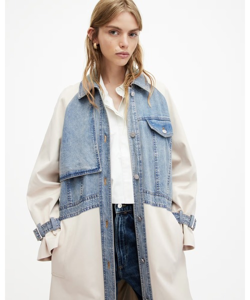 ALLSAINTS（オールセインツ）の「DAYLY DENIM PANELLED RELAXED TRENCH COAT | DAYLY デニム パネル リラックス トレンチ コート（トレンチコート・レディース・ホワイト系その他・10/8/6/4）」の7枚目の写真
