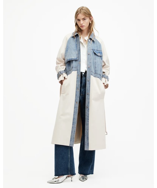 ALLSAINTS（オールセインツ）の「DAYLY DENIM PANELLED RELAXED TRENCH COAT | DAYLY デニム パネル リラックス トレンチ コート（トレンチコート・レディース・ホワイト系その他・10/8/6/4）」の6枚目の写真