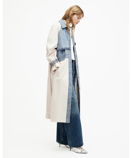 ALLSAINTS（オールセインツ）の「DAYLY DENIM PANELLED RELAXED TRENCH COAT | DAYLY デニム パネル リラックス トレンチ コート（トレンチコート・レディース・ホワイト系その他・10/8/6/4）」の4枚目の写真