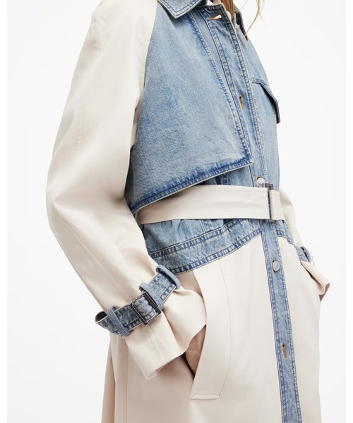 ALLSAINTS（オールセインツ）の「DAYLY DENIM PANELLED RELAXED TRENCH COAT | DAYLY デニム パネル リラックス トレンチ コート（トレンチコート・レディース・ホワイト系その他・10/8/6/4）」の3枚目の写真