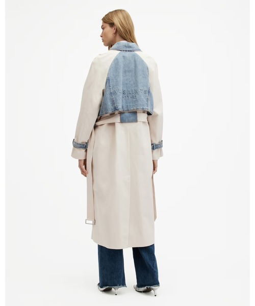ALLSAINTS（オールセインツ）の「DAYLY DENIM PANELLED RELAXED TRENCH COAT | DAYLY デニム パネル リラックス トレンチ コート（トレンチコート・レディース・ホワイト系その他・10/8/6/4）」の2枚目の写真
