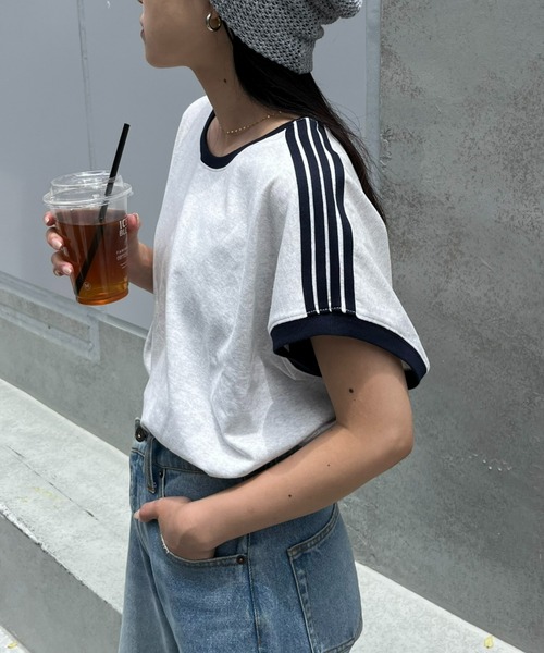 CIAOPANIC TYPY(チャオパニックティピー)の「ラインフレンチTee(Tシャツ/カットソー・レディース・グレー/オフホワイト/ブラック/ホワイト・ONE SIZE)」の2枚目の写真