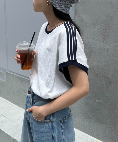 CIAOPANIC TYPY(チャオパニックティピー)の「ラインフレンチTee(Tシャツ/カットソー・レディース・グレー/オフホワイト/ブラック/ホワイト・ONE SIZE)」の5枚目の写真