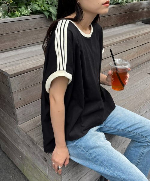 CIAOPANIC TYPY(チャオパニックティピー)の「ラインフレンチTee(Tシャツ/カットソー・レディース・グレー/オフホワイト/ブラック/ホワイト・ONE SIZE)」の7枚目の写真