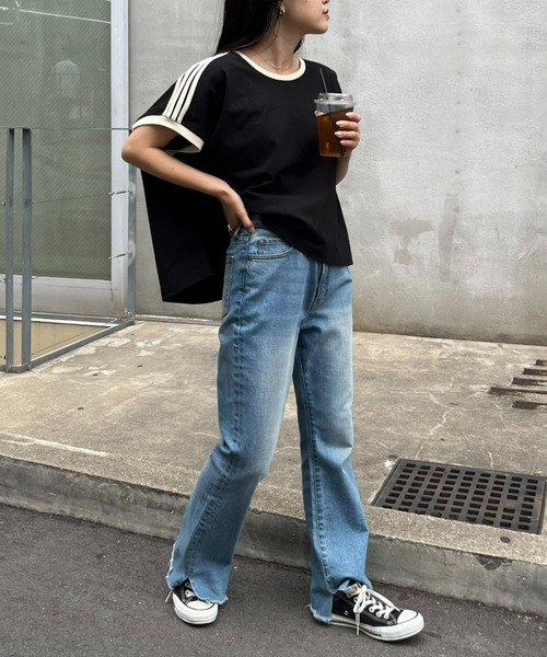 CIAOPANIC TYPY(チャオパニックティピー)の「ラインフレンチTee(Tシャツ/カットソー・レディース・グレー/オフホワイト/ブラック/ホワイト・ONE SIZE)」の8枚目の写真