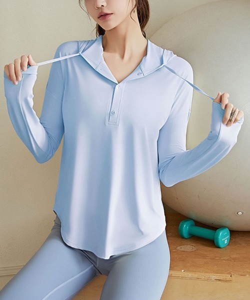 SAISON DE PAPILLON(セゾンドパピヨン)の「レディースストレッチUVラッシュガード(Tシャツ/カットソー・レディース・ホワイト/グリーン/ブルー・L/M)」の11枚目の写真