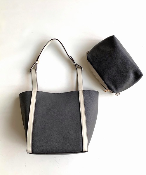 Q（キュー）の「2wayショルダートート（トートバッグ・レディース・チャコールグレー/ライトブルー・ONE SIZE）」の19枚目の写真