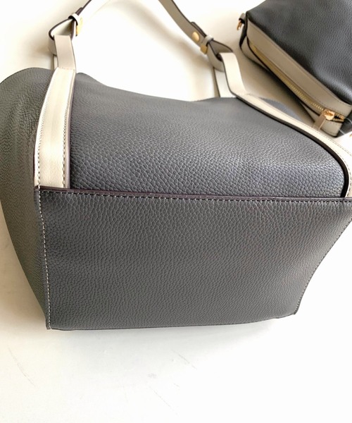 Q（キュー）の「2wayショルダートート（トートバッグ・レディース・チャコールグレー/ライトブルー・ONE SIZE）」の14枚目の写真