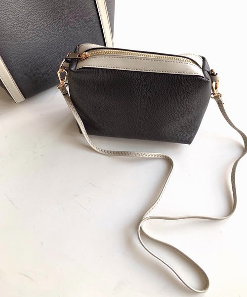 Q（キュー）の「2wayショルダートート（トートバッグ・レディース・チャコールグレー/ライトブルー・ONE SIZE）」の9枚目の写真