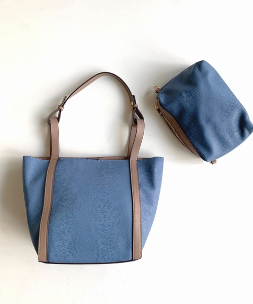 Q（キュー）の「2wayショルダートート（トートバッグ・レディース・チャコールグレー/ライトブルー・ONE SIZE）」の18枚目の写真