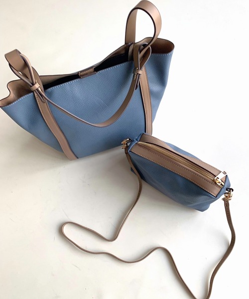 Q（キュー）の「2wayショルダートート（トートバッグ・レディース・チャコールグレー/ライトブルー・ONE SIZE）」の16枚目の写真