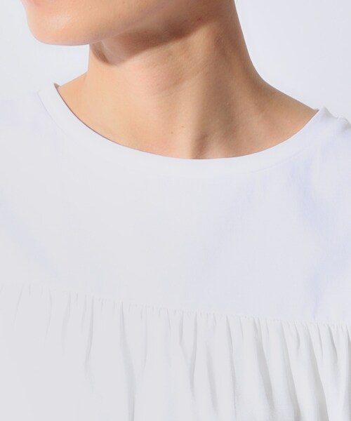 OPAQUE.CLIP(オペークドットクリップ)の「◆ティアードドッキングフレンチスリーブトップス【洗濯機洗い可】(Tシャツ/カットソー・レディース・ホワイト/ブラック/ライトグリーン・36/38/40/42)」の8枚目の写真