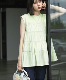 OPAQUE.CLIP | ティアードドッキングフレンチスリーブトップス【洗濯機洗い可】(Tシャツ/カットソー)