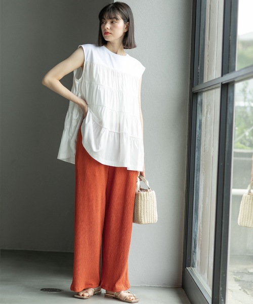 OPAQUE.CLIP(オペークドットクリップ)の「◆ティアードドッキングフレンチスリーブトップス【洗濯機洗い可】(Tシャツ/カットソー・レディース・ホワイト/ブラック/ライトグリーン・36/38/40/42)」の16枚目の写真