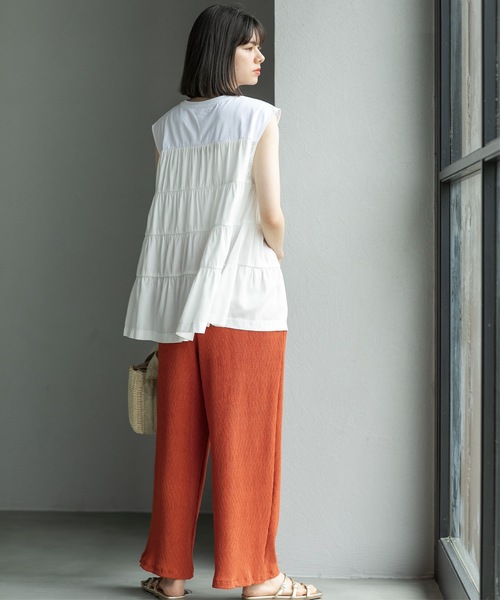 OPAQUE.CLIP(オペークドットクリップ)の「◆ティアードドッキングフレンチスリーブトップス【洗濯機洗い可】(Tシャツ/カットソー・レディース・ホワイト/ブラック/ライトグリーン・36/38/40/42)」の18枚目の写真