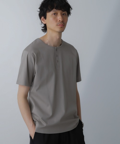 NANO universe(ナノユニバース)の「WEB限定/アンチスメル ヘンリーネックTシャツ 半袖(Tシャツ/カットソー・メンズ・ブラック/ブルーグレー/ホワイト/グレー系その他4・L/M/S/XL)」の4枚目の写真