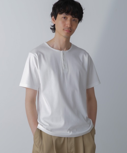 NANO universe(ナノユニバース)の「WEB限定/アンチスメル ヘンリーネックTシャツ 半袖(Tシャツ/カットソー・メンズ・ブラック/ブルーグレー/ホワイト/グレー系その他4・L/M/S/XL)」の7枚目の写真