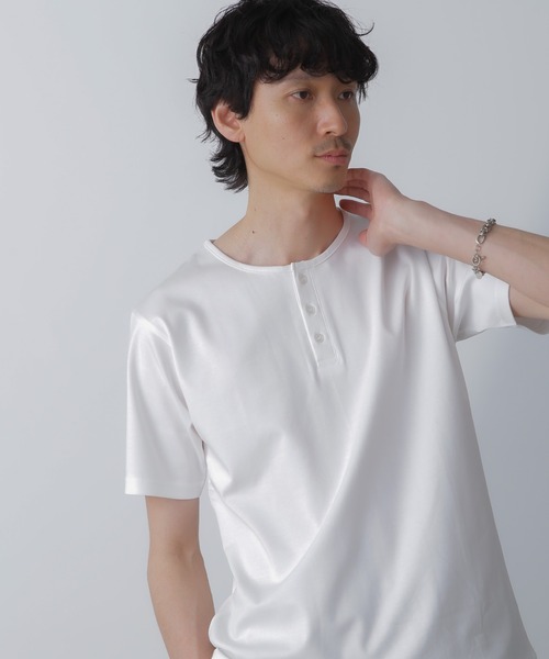 NANO universe(ナノユニバース)の「WEB限定/アンチスメル ヘンリーネックTシャツ 半袖(Tシャツ/カットソー・メンズ・ブラック/ブルーグレー/ホワイト/グレー系その他4・L/M/S/XL)」の8枚目の写真