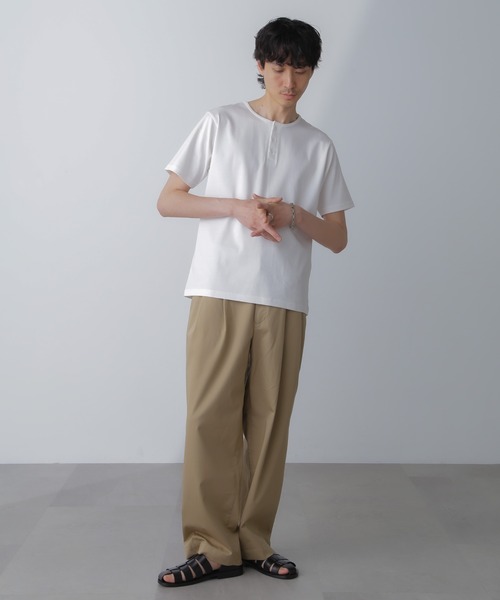 NANO universe(ナノユニバース)の「WEB限定/アンチスメル ヘンリーネックTシャツ 半袖(Tシャツ/カットソー・メンズ・ブラック/ブルーグレー/ホワイト/グレー系その他4・L/M/S/XL)」の10枚目の写真