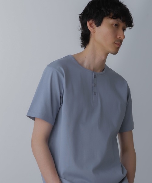 NANO universe(ナノユニバース)の「WEB限定/アンチスメル ヘンリーネックTシャツ 半袖(Tシャツ/カットソー・メンズ・ブラック/ブルーグレー/ホワイト/グレー系その他4・L/M/S/XL)」の12枚目の写真