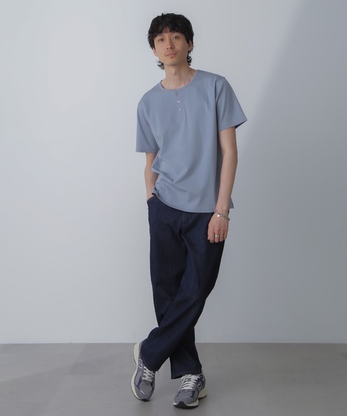NANO universe(ナノユニバース)の「WEB限定/アンチスメル ヘンリーネックTシャツ 半袖(Tシャツ/カットソー・メンズ・ブラック/ブルーグレー/ホワイト/グレー系その他4・L/M/S/XL)」の14枚目の写真