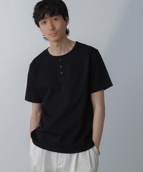 NANO universe(ナノユニバース)の「WEB限定/アンチスメル ヘンリーネックTシャツ 半袖(Tシャツ/カットソー・メンズ・ブラック/ブルーグレー/ホワイト/グレー系その他4・L/M/S/XL)」の15枚目の写真