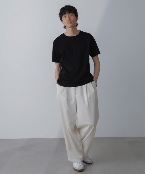 NANO universe(ナノユニバース)の「WEB限定/アンチスメル ヘンリーネックTシャツ 半袖(Tシャツ/カットソー・メンズ・ブラック/ブルーグレー/ホワイト/グレー系その他4・L/M/S/XL)」の19枚目の写真