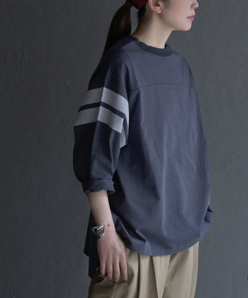 apartment department(アパートメントデパートメント)の「フットボールTシャツ(Tシャツ/カットソー・レディース・アイボリー/グレイッシュブルー/チャコール・M)」の20枚目の写真
