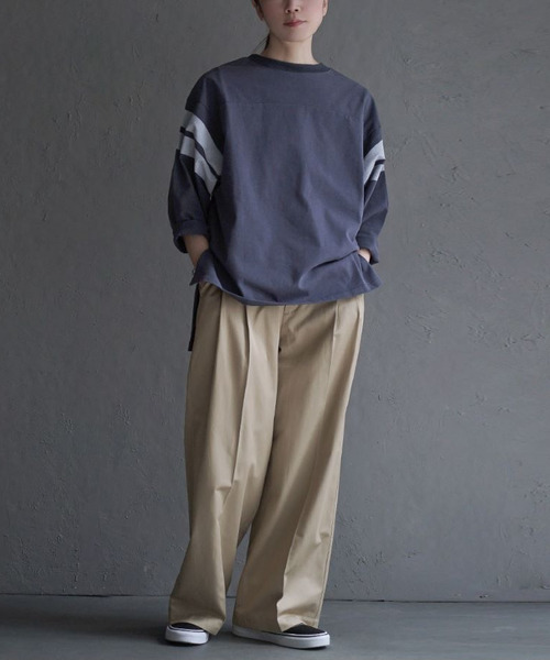 apartment department(アパートメントデパートメント)の「フットボールTシャツ(Tシャツ/カットソー・レディース・アイボリー/グレイッシュブルー/チャコール・M)」の21枚目の写真