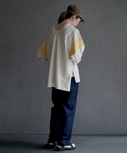 apartment department(アパートメントデパートメント)の「フットボールTシャツ(Tシャツ/カットソー・レディース・アイボリー/グレイッシュブルー/チャコール・M)」の6枚目の写真