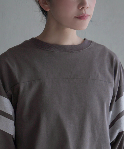 apartment department(アパートメントデパートメント)の「フットボールTシャツ(Tシャツ/カットソー・レディース・アイボリー/グレイッシュブルー/チャコール・M)」の13枚目の写真