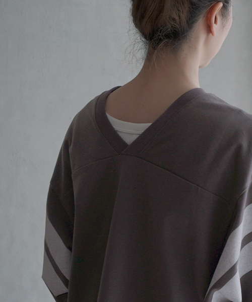 apartment department(アパートメントデパートメント)の「フットボールTシャツ(Tシャツ/カットソー・レディース・アイボリー/グレイッシュブルー/チャコール・M)」の14枚目の写真
