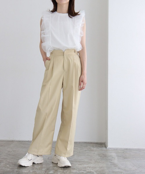 Pierrot(ピエロ)の「チュールフリルカットソー(Tシャツ/カットソー・レディース・ブラック/オフホワイト・M/L)」の4枚目の写真
