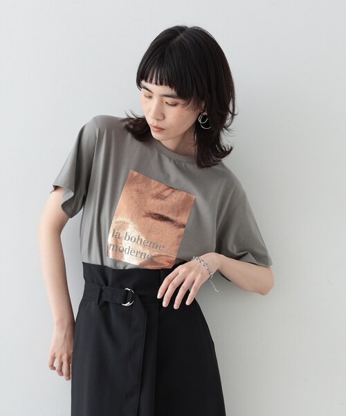 GALLEST（ギャレスト）の「◆GOLD箔プリントT（Tシャツ/カットソー・レディース・ホワイト/グレー/カーキ/ブラック・38）」の3枚目の写真