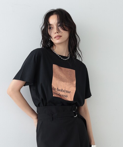 GALLEST（ギャレスト）の「◆GOLD箔プリントT（Tシャツ/カットソー・レディース・ホワイト/グレー/カーキ/ブラック・38）」の2枚目の写真