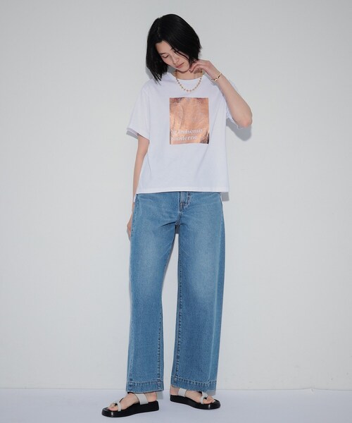 GALLEST（ギャレスト）の「◆GOLD箔プリントT（Tシャツ/カットソー・レディース・ホワイト/グレー/カーキ/ブラック・38）」の6枚目の写真