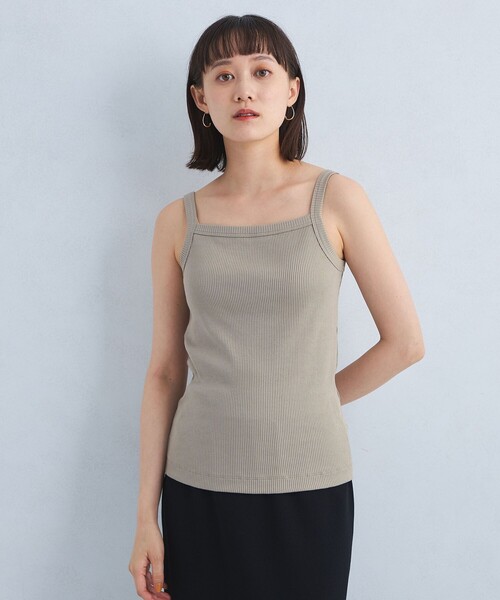 green label relaxing（グリーンレーベルリラクシング）の「バーネック キャミソール タンクトップ（キャミソール・レディース・モカ/ブラック/オフホワイト・FREE）」の4枚目の写真