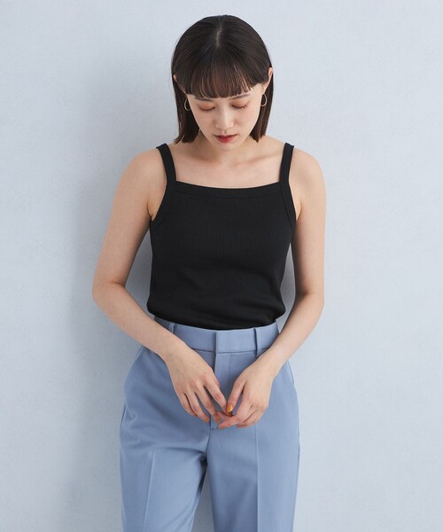 green label relaxing（グリーンレーベルリラクシング）の「バーネック キャミソール タンクトップ（キャミソール・レディース・モカ/ブラック/オフホワイト・FREE）」の5枚目の写真
