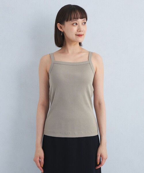 green label relaxing（グリーンレーベルリラクシング）の「バーネック キャミソール タンクトップ（キャミソール・レディース・モカ/ブラック/オフホワイト・FREE）」の6枚目の写真