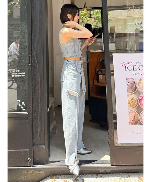 MURUA(ムルーア)の「【SET UP対応】フリンジデニムビスチェ(シャツ/ブラウス・レディース・ブラック/ライトブルー・FREE)」の7枚目の写真