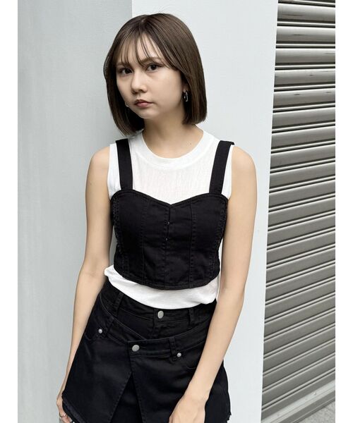 MURUA(ムルーア)の「【SET UP対応】フリンジデニムビスチェ(シャツ/ブラウス・レディース・ブラック/ライトブルー・FREE)」の8枚目の写真