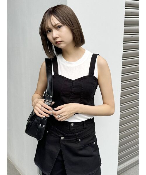 MURUA(ムルーア)の「【SET UP対応】フリンジデニムビスチェ(シャツ/ブラウス・レディース・ブラック/ライトブルー・FREE)」の9枚目の写真