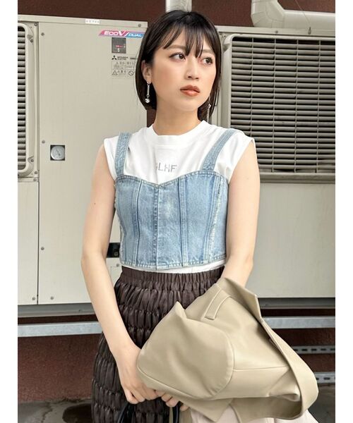 MURUA(ムルーア)の「【SET UP対応】フリンジデニムビスチェ(シャツ/ブラウス・レディース・ブラック/ライトブルー・FREE)」の13枚目の写真