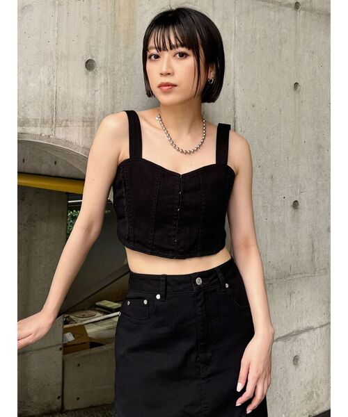 MURUA(ムルーア)の「【SET UP対応】フリンジデニムビスチェ(シャツ/ブラウス・レディース・ブラック/ライトブルー・FREE)」の17枚目の写真