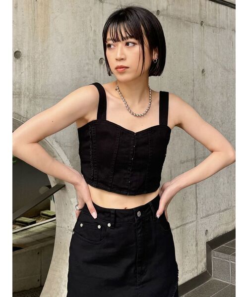 MURUA(ムルーア)の「【SET UP対応】フリンジデニムビスチェ(シャツ/ブラウス・レディース・ブラック/ライトブルー・FREE)」の18枚目の写真