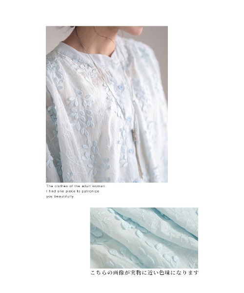 Sawa a la mode（サワアラモード）の「蔦刺繍コットンシャツブラウス（シャツ/ブラウス・レディース・ピンク/ホワイト/ブルー・FREE）」の6枚目の写真