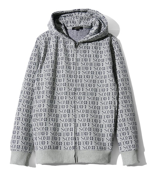 SOMEDIFF（サムディフ）の「【SOMEDIFF】総柄ジャガードフルジップパーカー メンズ（パーカー・メンズ・ホワイト/ネイビー・M/L/XL）」の3枚目の写真