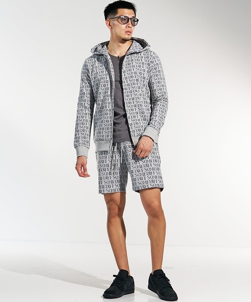 SOMEDIFF（サムディフ）の「【SOMEDIFF】総柄ジャガードフルジップパーカー メンズ（パーカー・メンズ・ホワイト/ネイビー・M/L/XL）」の6枚目の写真